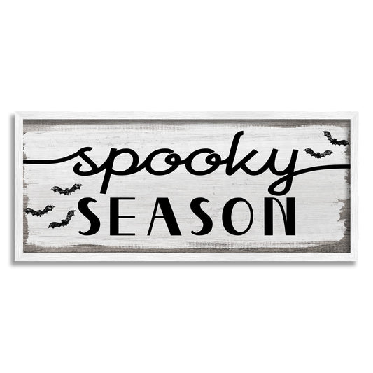 'Spooky Season Sign Black Bats Halloween Phrase'| Framed Giclee Art