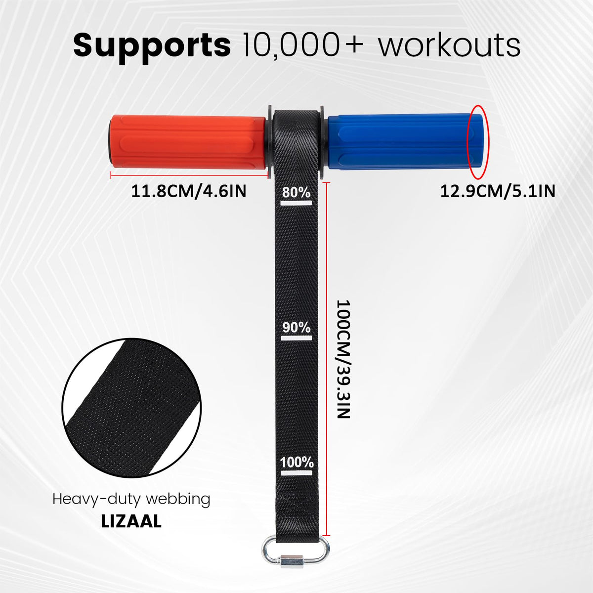LIZAAL Forearm Strengthener & Wrist Roller，Forearm Exerciser with Thicker Silicone Handle, Forearm Trainer with Heavy-Duty Nylon Strap, Ideal for Muscle building,Grip Strength and Recovery Training - Red & Blue