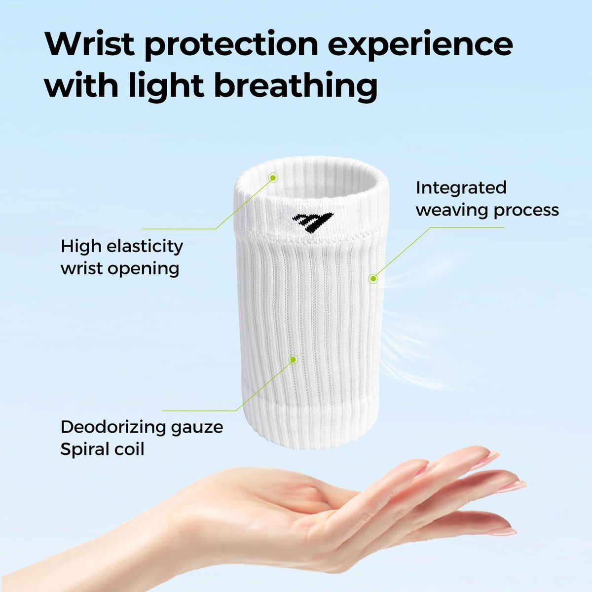 MOON 2 Pairs Breathable Wrist Sweatbands for Men Women, Anti Odor Moisture Wicking Elastic Sports Wristbands for Basketball, Tennis, Cycling, Running, Gym, Working Out, White