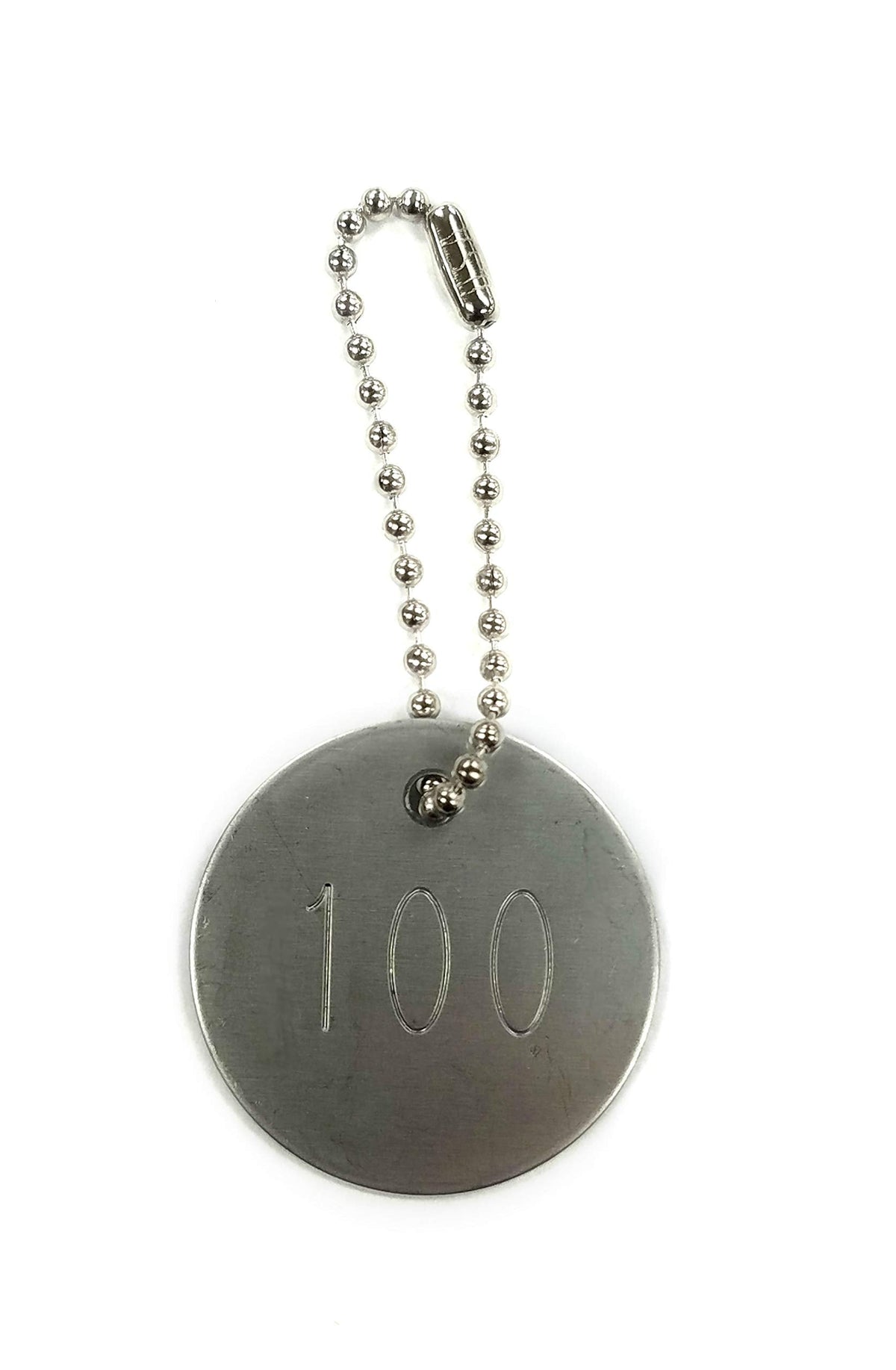 Stainless Steel Tags, Numbered 001-100, 1.25" Round