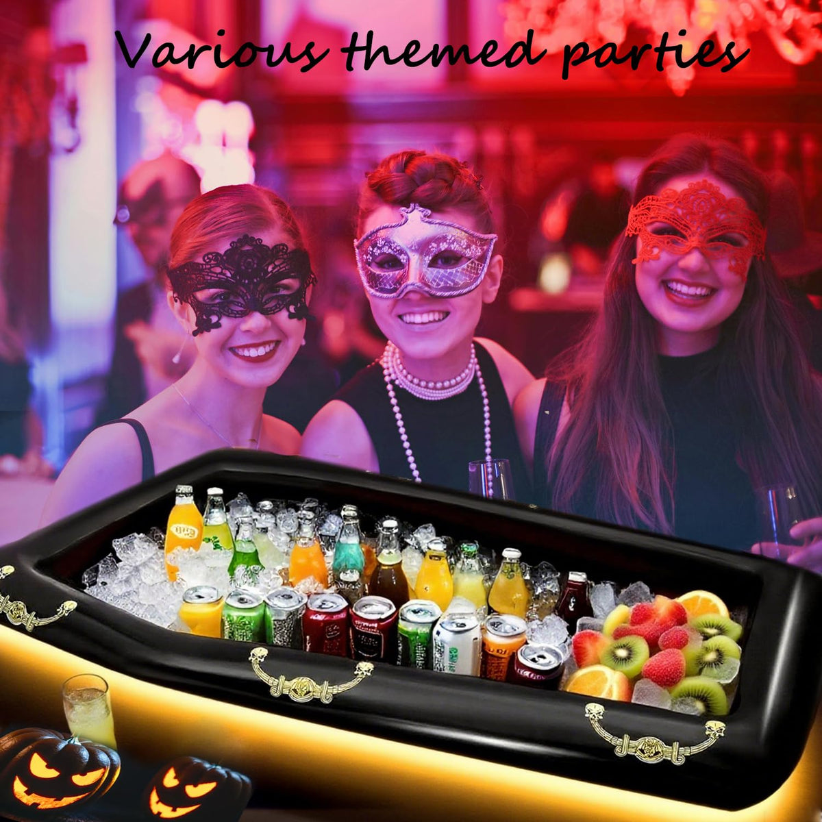 Belit Inflatable Coffin Cooler, 52 Inch Drink Containers for Halloween Party, Pool Party, Spooky Decor