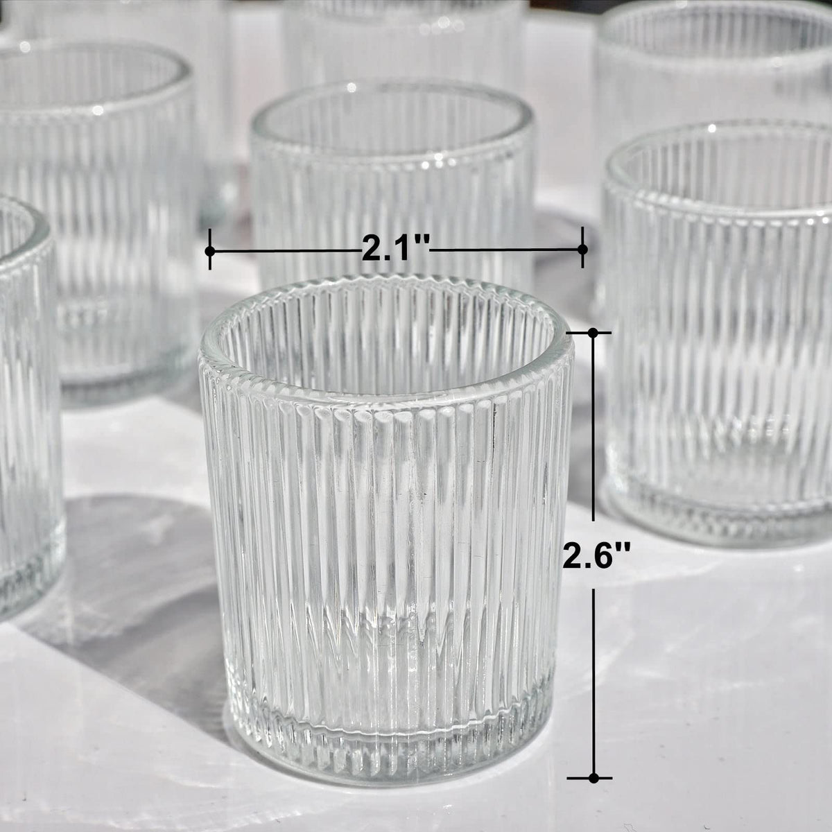 VOHO Clear Votive Candle Holders for Table Centerpiece, Glass Candle Holder Bulk Set of 12, Glass Votive Holder for Home Decor & Holiday Decor(2.1 x 2.6 Inch, Clear)