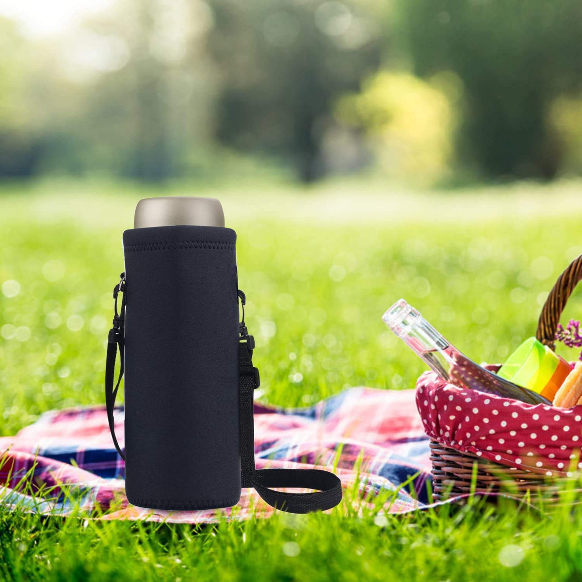 AUPET Water Bottle Carrier,Insulated Neoprene Water bottle Holder Bag Case Pouch Cover 1000ML or 750ML,Adjustable Shoulder Strap, Great for Stainless Steel and Plastic Bottles