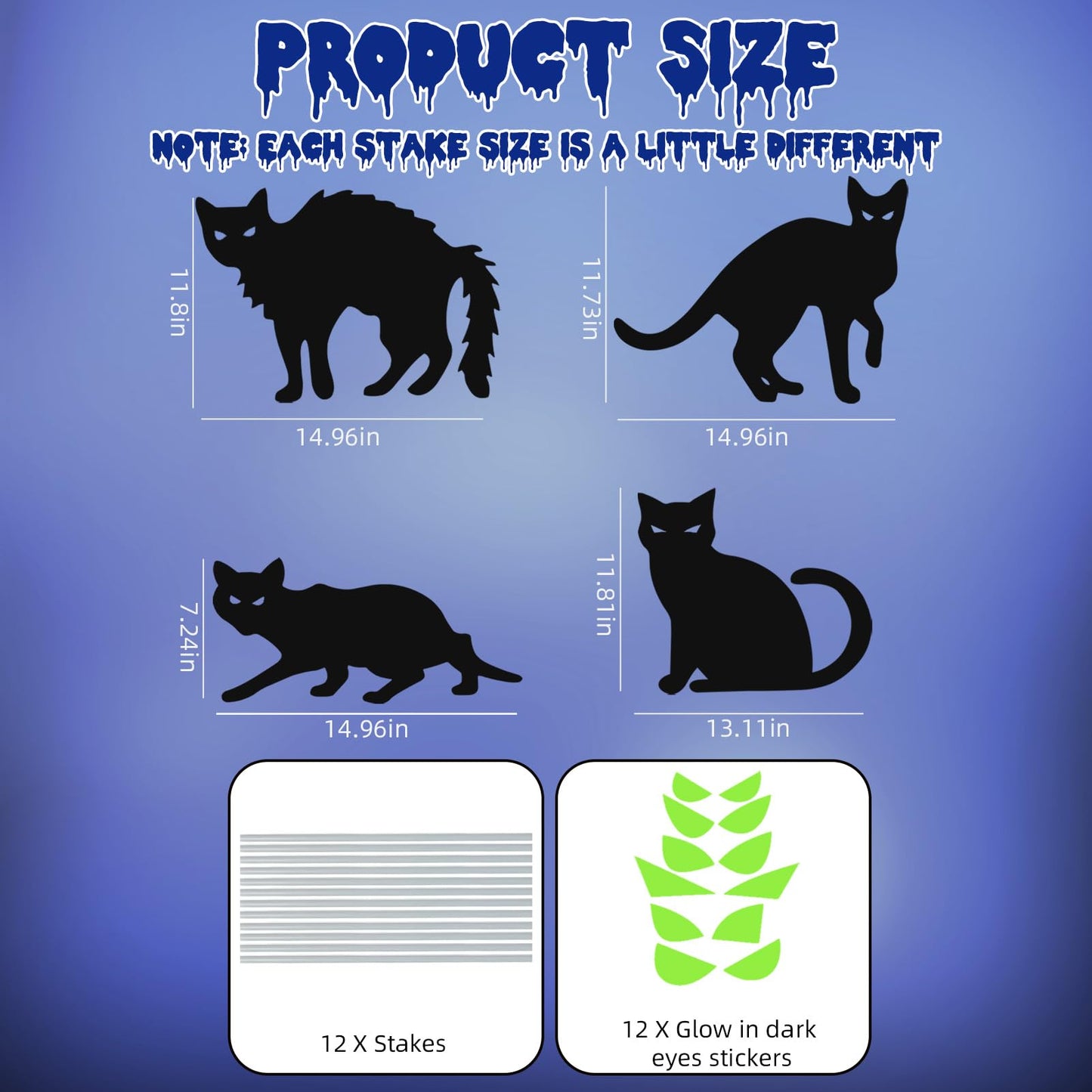 Halloween Decorations Outdoor Yard Signs,6Pcs Flordeluna Black Cat Halloween Yard Signs with Stakes, Scary Silhouette with Glow in Dark Eyes for Outdoor Yard Lawn Patio Garden Halloween Decor