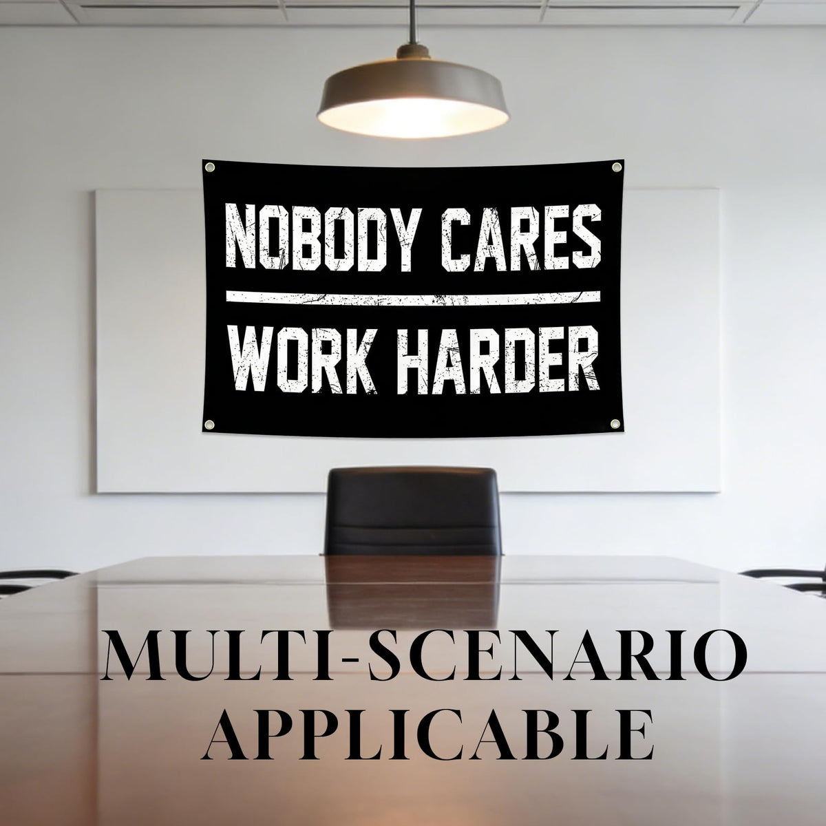 Nobody Cares Work Harder Motivational Gym Banner 3x5 Feet, Heavy Duty Flag Tapestry with 4 Brass Gaskets, Inspirational Fitness Motivational Wall Decor for Home Gym, Workout Room & Fitness Studio Wall Art