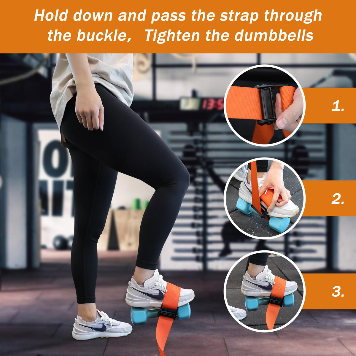 SEBIT Hamstring Curl Strap,59 inches Adjustable Squat Strap Foot Dumbbell Strap,Exercise Strap Assisted Leg Curl Strap Leg Tibialis Raises Workout for Outdoor(Dark Golden Orange)