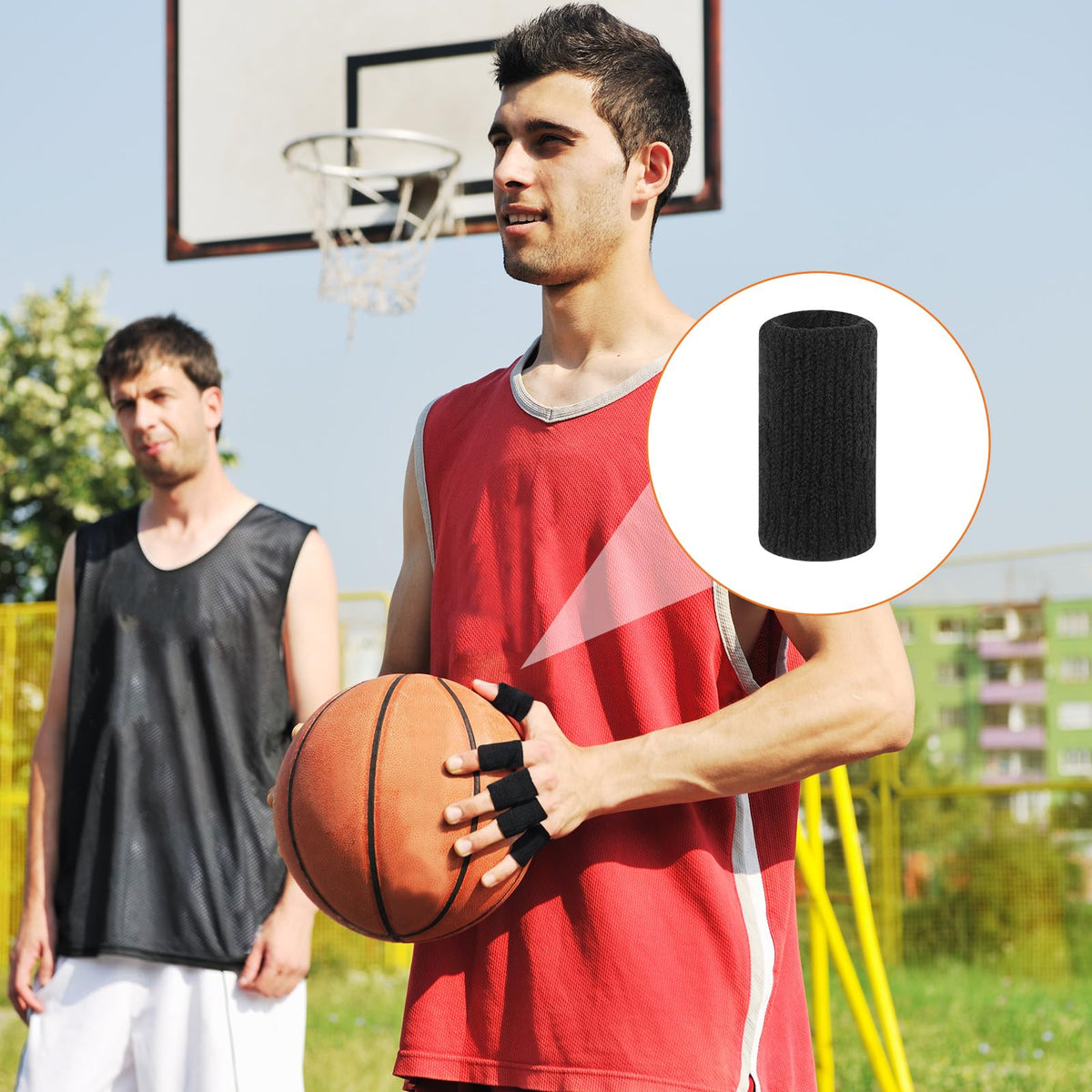 KALIONE 10Pcs Black Sport Finger Sleeves, Finger Sleeves Protectors, Elastic Finger Support Sleeve, Compression Finger Sleeves, Thumb Brace Support for Basketball, Golf
