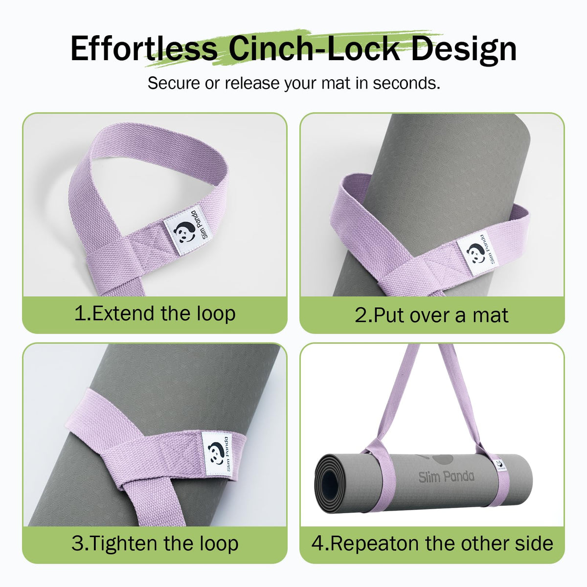 Slim Panda Yoga Mat Straps for Carrying, Adjustable Yoga Mat Carrier Sling Fits All Mats(Mat Not Included)