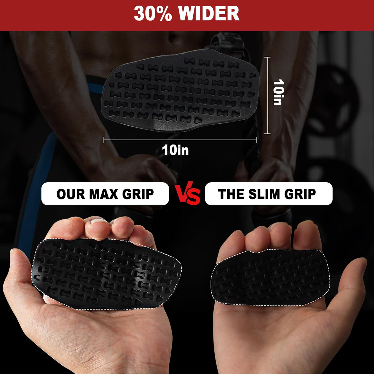 AISHN 2 pcs Anti-Slip Silicone Rypt Grips for Men & Women, Hand Grip Gryp Weight Grip for Deadlifts Pull-Ups, Gym Grips, Lifting Grips for Weight Lifting, Heavy Stuff Carrier Large Black