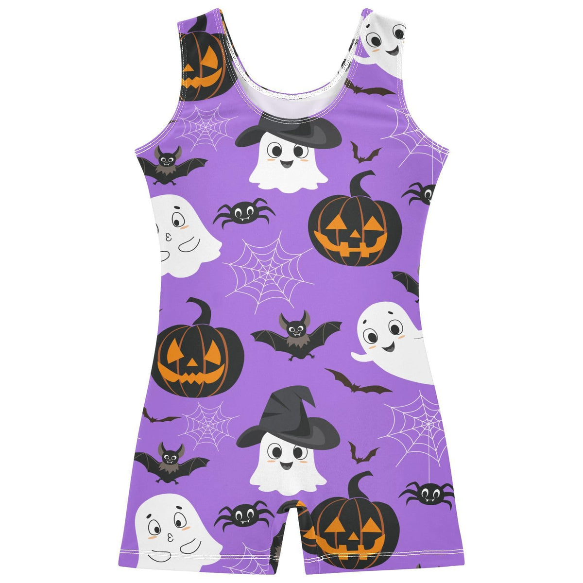 Aflyko Halloween Girls Gymnastics Leotard Jack O Lantern Spooky Ghost Infant Unitard With Shorts Tumbling Sportwear Gym Biketards Ballerina Dance Outfit 3-4T