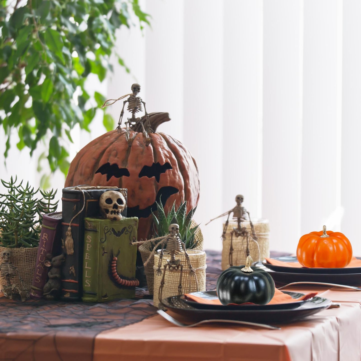 Winlyn 12 Pcs Artificial Orange & Black Pumpkins - Small Decorative Fall Pumpkins for Autumn Harvest, Thanksgiving, Home Party, Wedding Centerpiece, Table Mantel