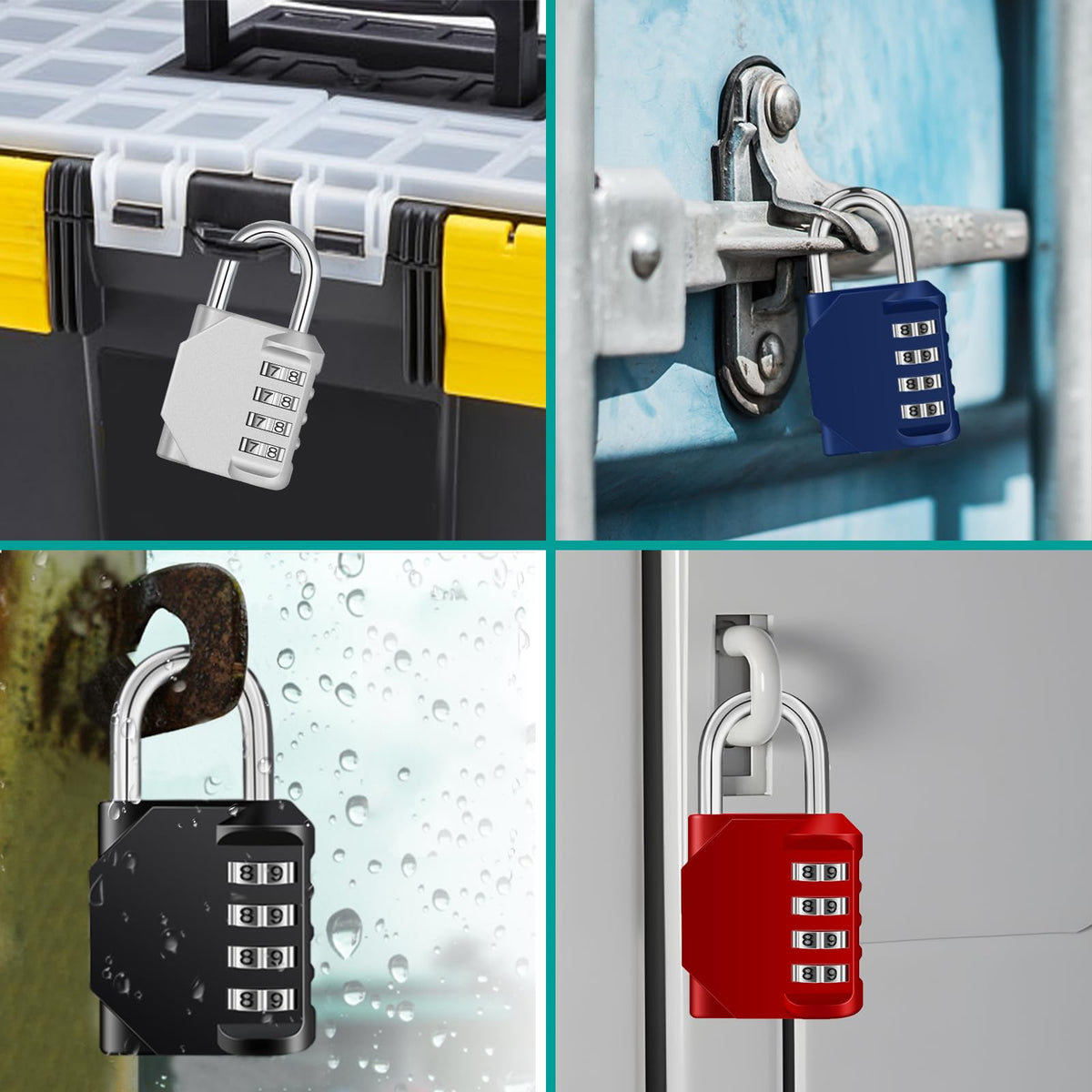 ZHEGE Padlock, Combination Lock 4 Digits, Outdoor Padlock Weatherproof for Gym Locker, Garden Fence Gate (Black)