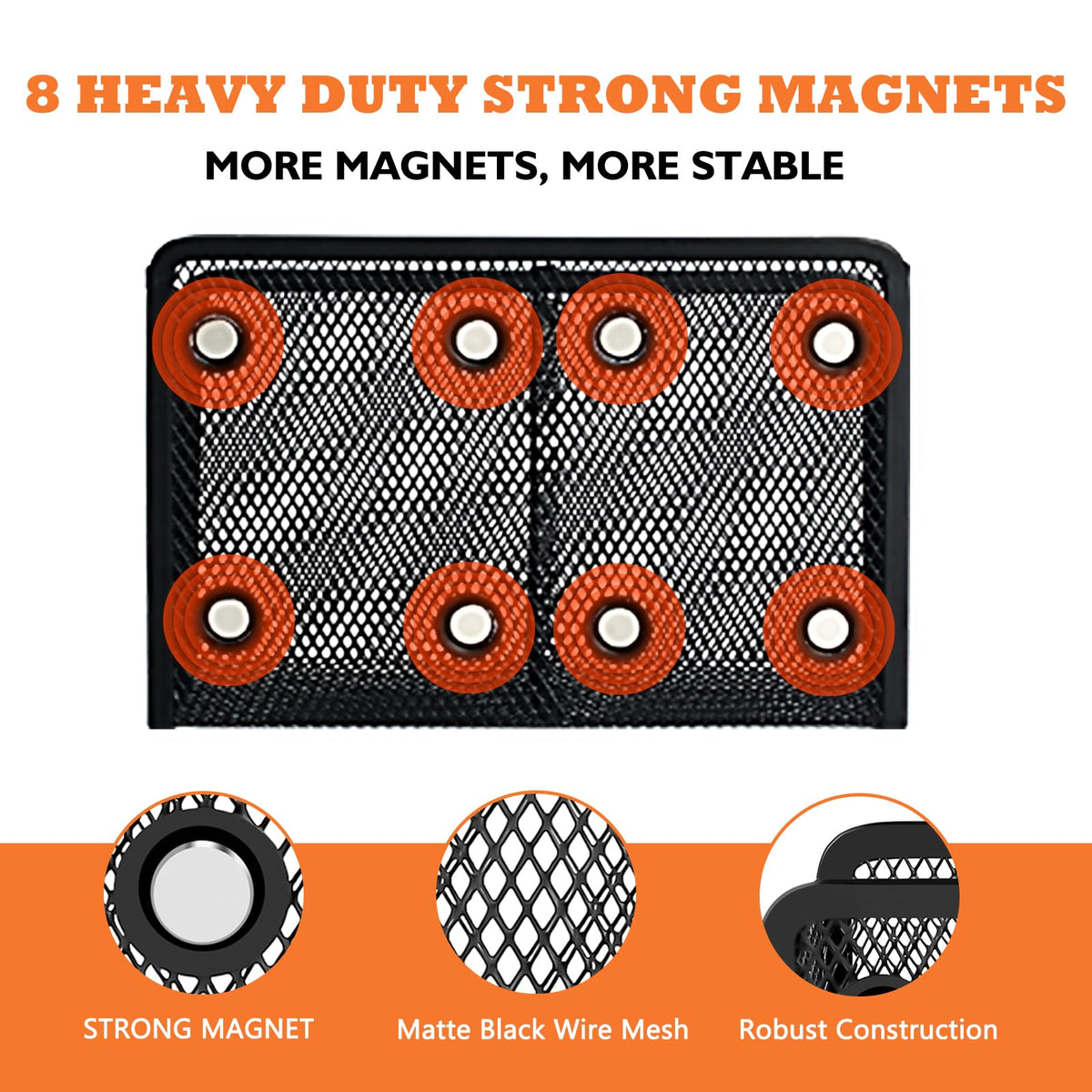 Ameceres Magnetic Pencil Holder - Extra Strong Magnets Mesh Marker Holder Perfect for Whiteboard, Refrigerator and Locker Accessories (2-Compartment (1 Pack))