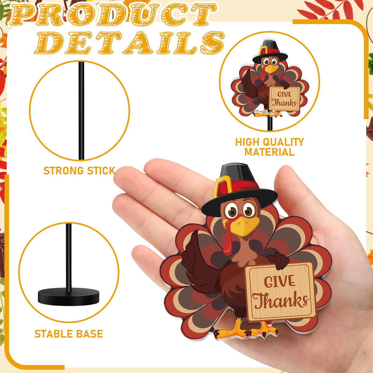 Wenqik 6 Pcs Thanksgiving Tabletop Decor Turkey Table Centerpiece Thanksgiving Table Party Decorations Standing Turkey Sign Wooden Block Fall Shelf Tiered Tray Decor Pumpkin Maple Leaf for Home