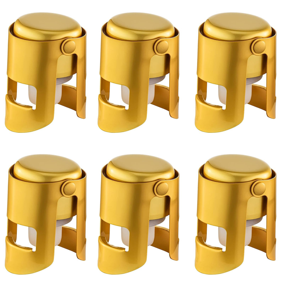 BETTFOR Champagne Stoppers with Stainless Steel Champagne Saver with Food Grade Silicone Leak proof Keep Fresh Suitable for Champagne, Cava, Prosecco and Sparkling(Gold, 6 Pack)