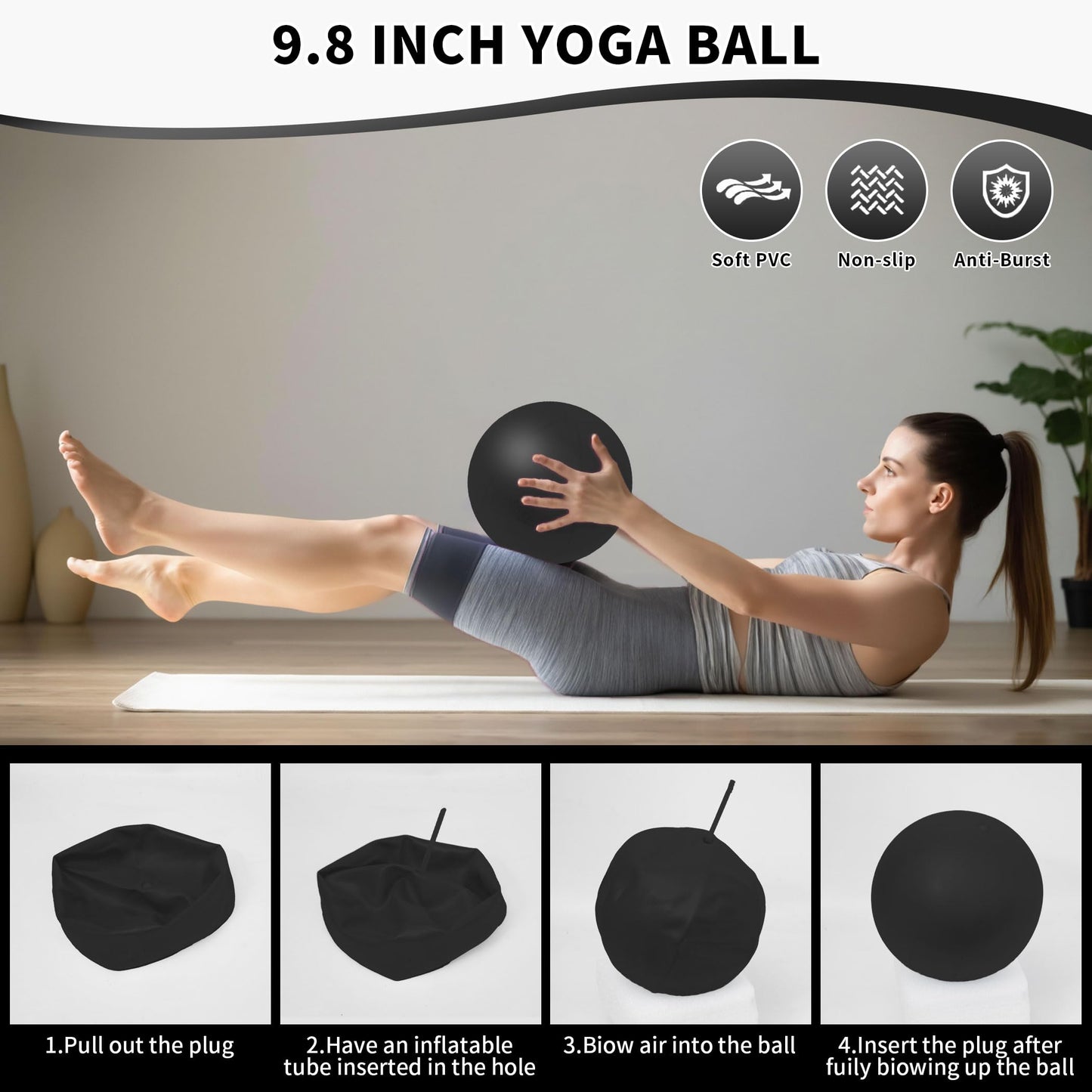 DICYWUDI Pilates Essentials Kit for Home Women, Pilates Equipment for Workouts, 6 Fabric Resistance Bands, 12 Inch Magic Circle Yoga Ring, Mini Exercise Ball, Great Exercise Equipment