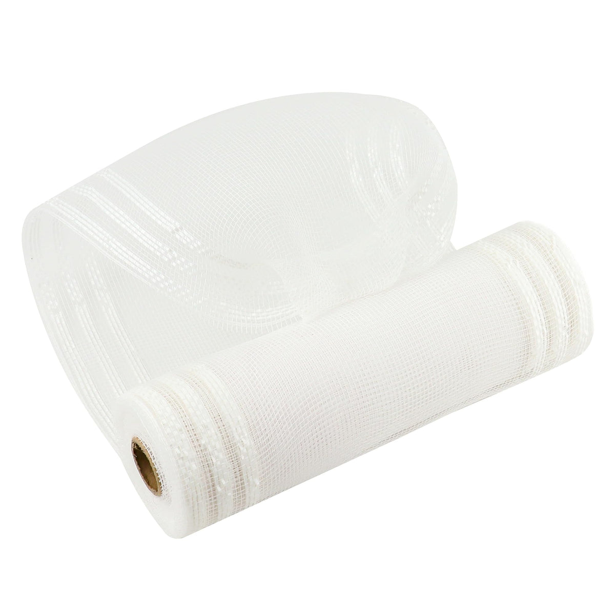 MEEDEE White Deco Mesh 10 Inch Roll Christmas Mesh Ribbon Basic Mesh with White Stripes 10 Yards Mesh Ribbon for Christmas Tree, Wreath Supplies, Garland, Bow Making