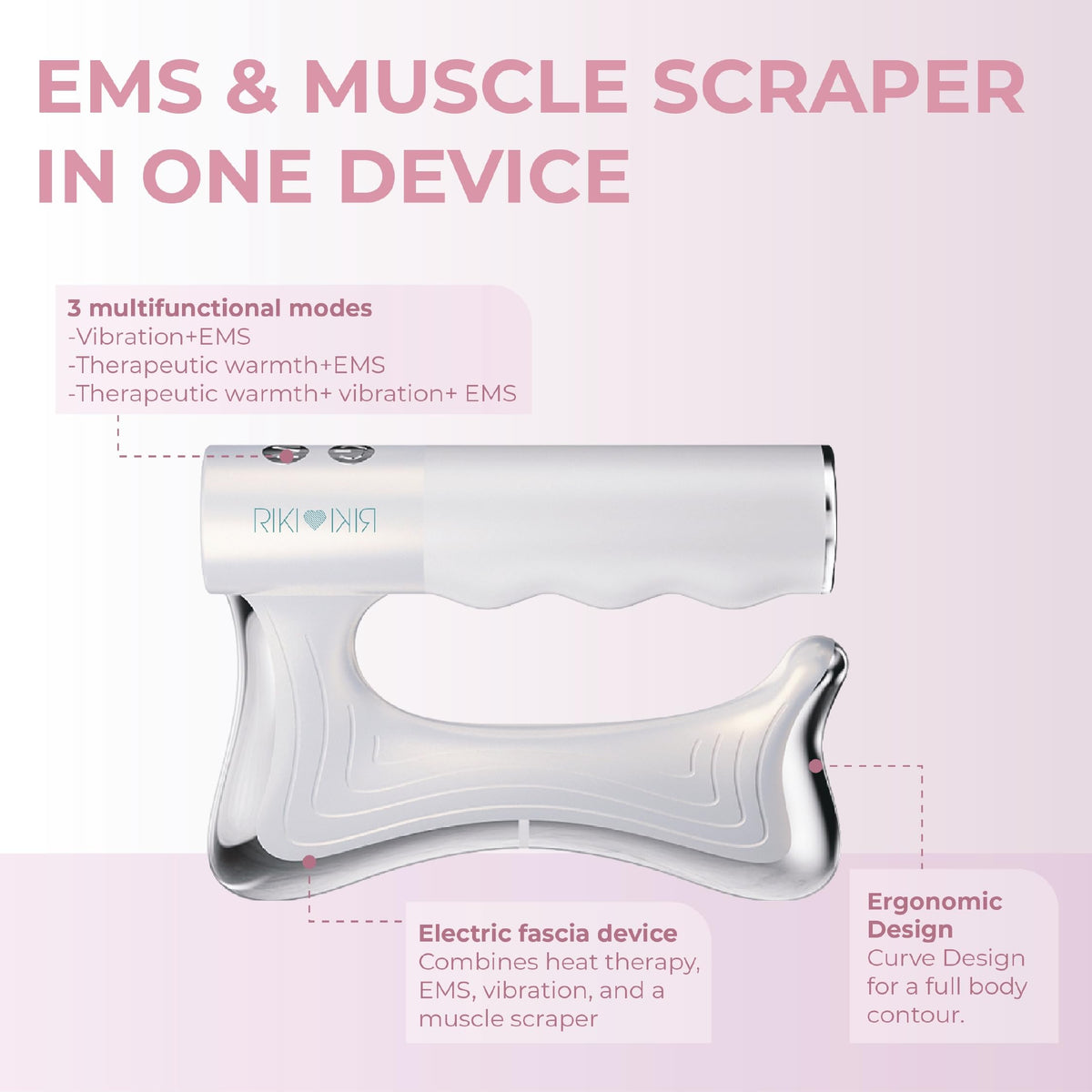 RIKI LOVES RIKI SCULPTOR Body Massager – Heat, Vibration & Micro-Pulse Gua Sha Tool for Muscle Relaxation, Body Contouring Appearance & Recovery Support, Rechargeable Handheld Device