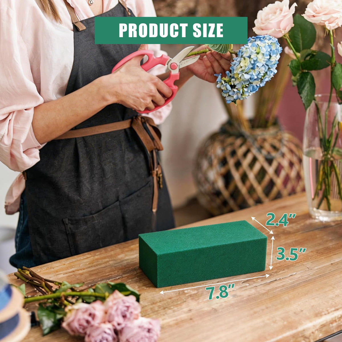 Joanolga 18 Packs Floral Foam Blocks, (7.8” L x 3.5” W x 2.4” H), Dry and Wet Green Flower Foam Block for Fresh & Artificial Flowers, Arrangements, Wedding, Birthdays, Garden Decorations