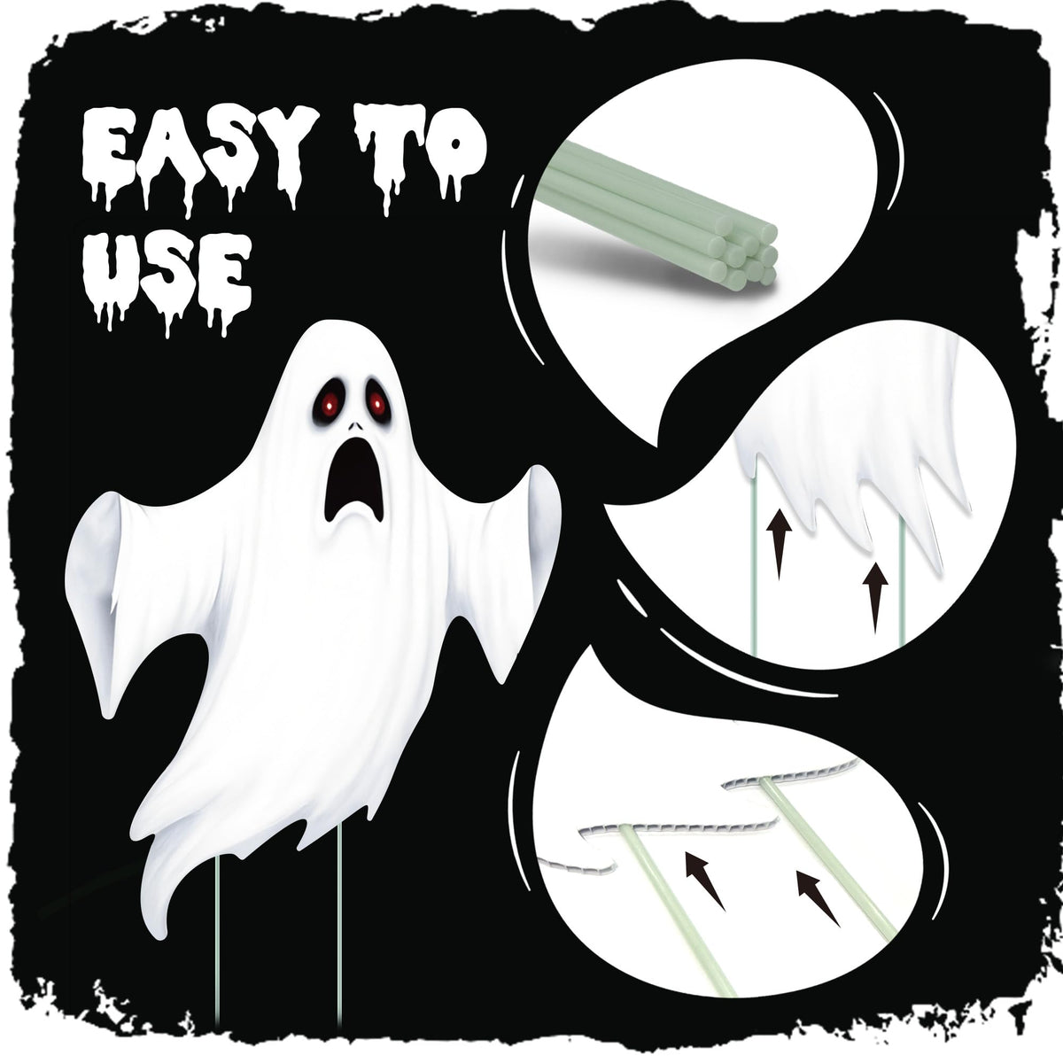 7 Pack Ghost Halloween Yard Signs, Large Halloween Yard Decorations with Stakes, Waterproof Scary Outdoor Holiday Ghost Decor for Yard Lawn Garden, 16” Big Size