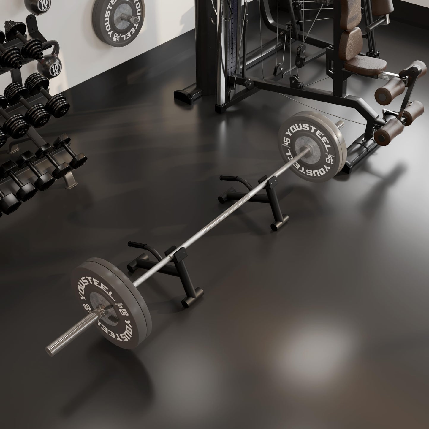 Tamisom Deadlift Jack Barbell Stand Upload 600lbs Deadlift Barbell Jack Bar Non-Slip Rubber Handle Suitable for Loading Unloading Weight Plates for Deadlift Exercise Weight Training (1)