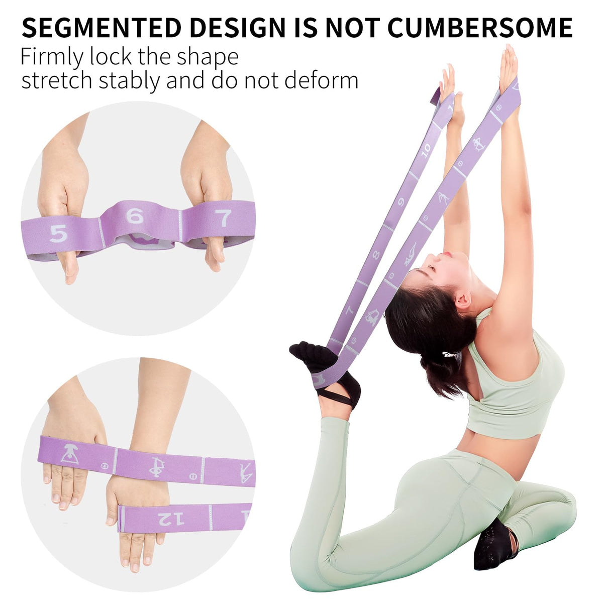 Yoga Blocks Set of 2 with 12 Loop Stretch Band and Carry Bag, Heavier High Density EVA Foam Yoga Blocks for Yoga, Pilates, Stretching, Flexibility Training, Ballet Warm Up, Dance and Home Workouts Set