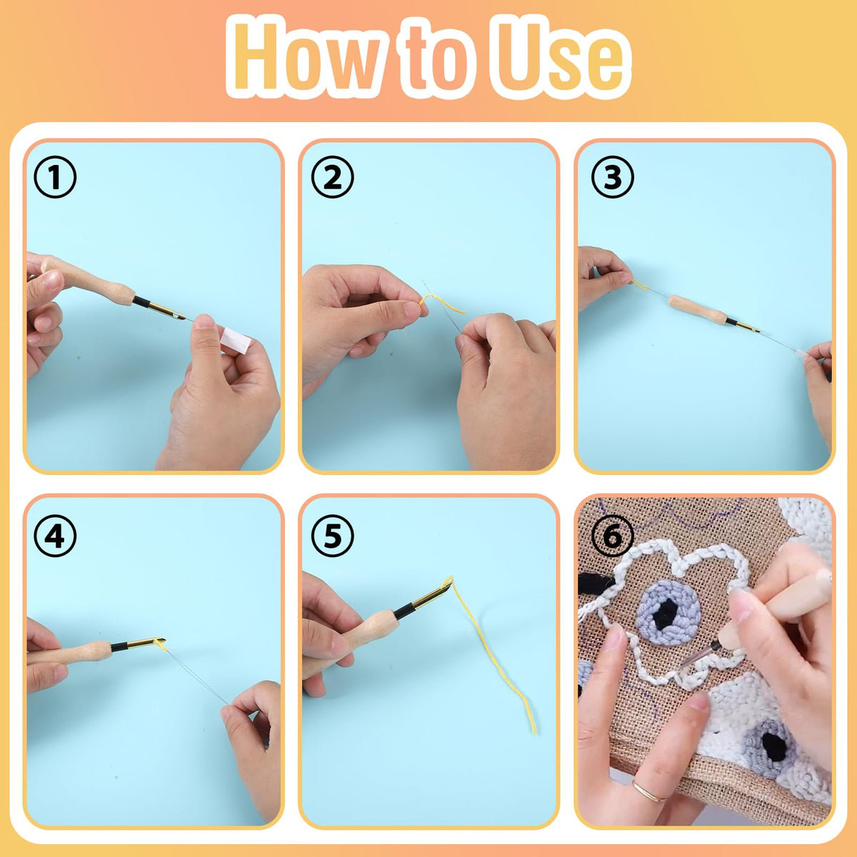 35 Pcs Punch Needle Kit, Punch Needle Tool Adjustable Punch Needle Embroidery Kits Include Wooden Handle Embroidery Pen Set, Big Eye Needles, Punch Needle Cloth - Valentines Gifts for Adults Beginne