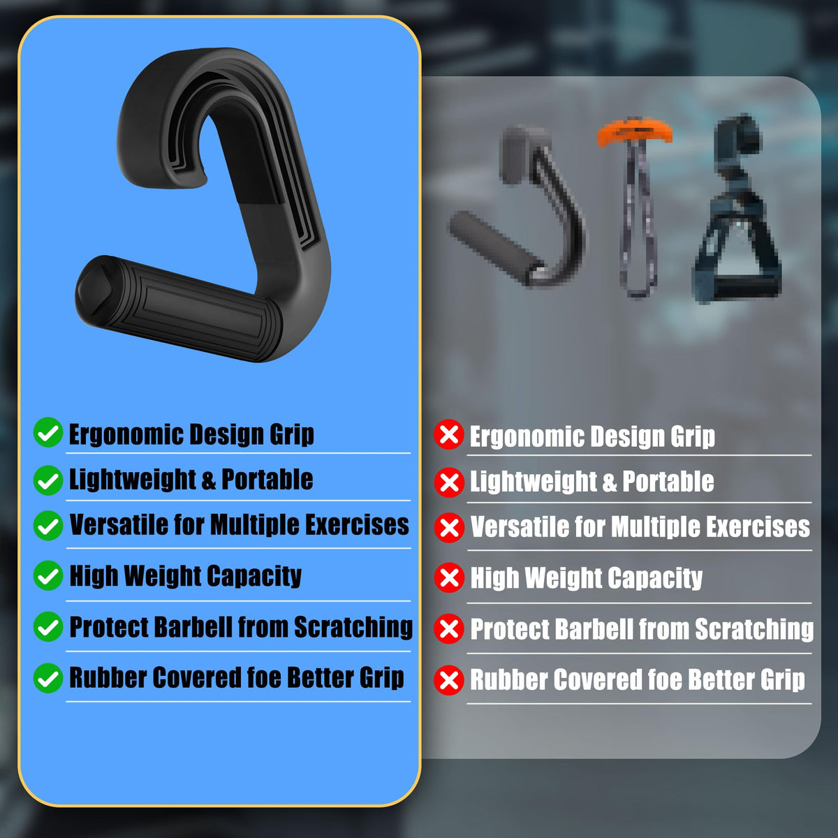 Folaps Barbell Grip Handles Neutral Grip: Portable Handles for Pull Up 2 Detachable Straps for Strength Trainer Versatile Exercise T-bar Row Cable Machine Attachment