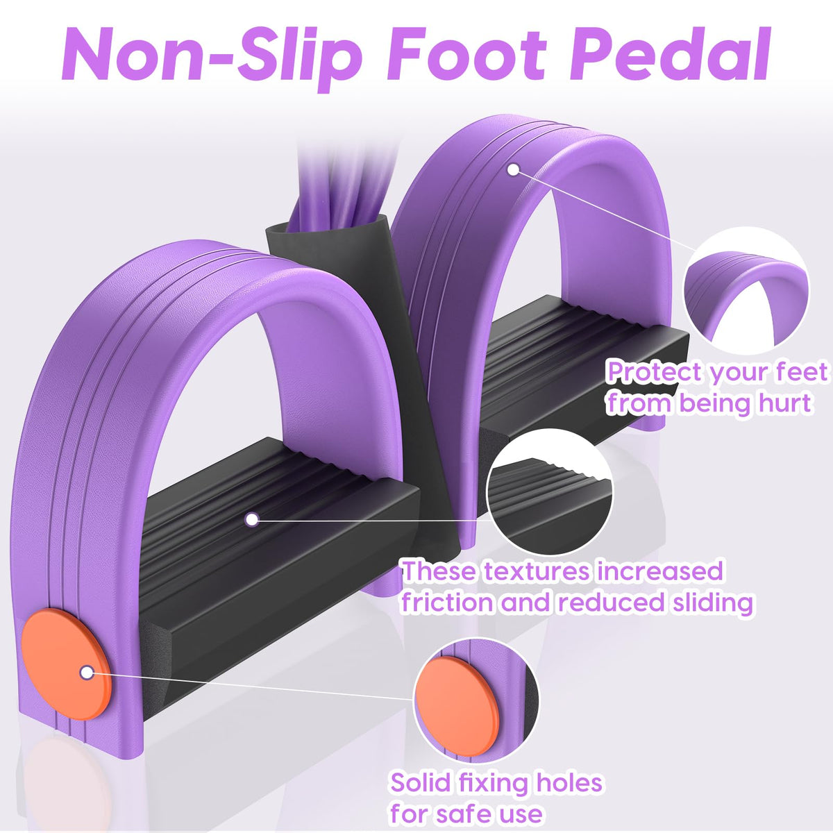 Pedal Resistance Band with Handle, 6-Tube Elastic Foot Pedal Resistance Band, Natural Rubber Ankle Puller Sit-up Exercise, Multifunction Fitness Band for Abdomen, Waist, Arm, Leg Stretching Training