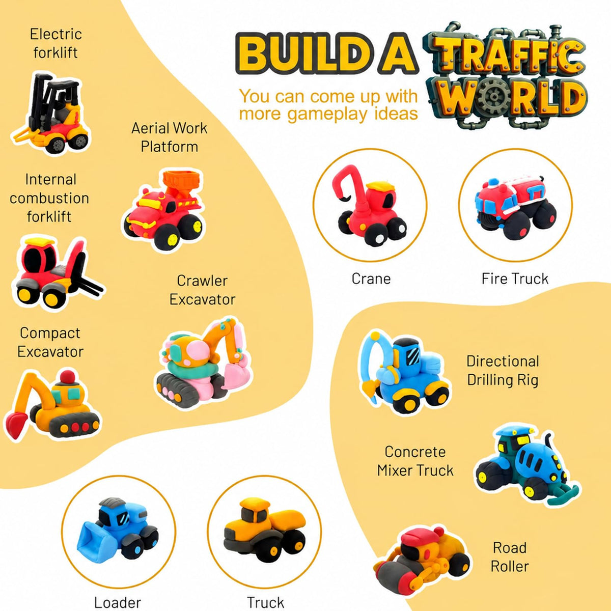 Air Dry Clay Kit for Kids – 12 Pack Construction Vehicles Modeling Clay Set, DIY Art Crafts with Sculpting Tools & Tutorials, Ultra Light Soft Magic Clay Car, Birthday Party Favors for Boys Girls
