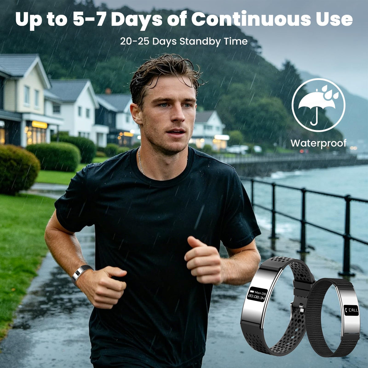 Smart Fitness Tracker with 24/7 Heart Rate, Sleep Tracking, IPX8 Waterproof, HD Display, 24+ Sports Modes, Pedometer, Phone Notifications, Music Control(Silver)