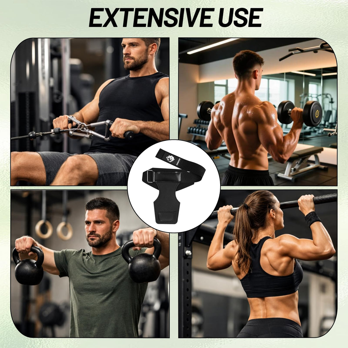 ZCFLCK 1 Pair Weight Lifting Wrist Straps, Lifting Pull Up Grips for Deadlifts and Powerlifting, Double Layer Leather Wrist Straps to Protect Wrists, Adjustable Gym Workout Gloves for Men & Women
