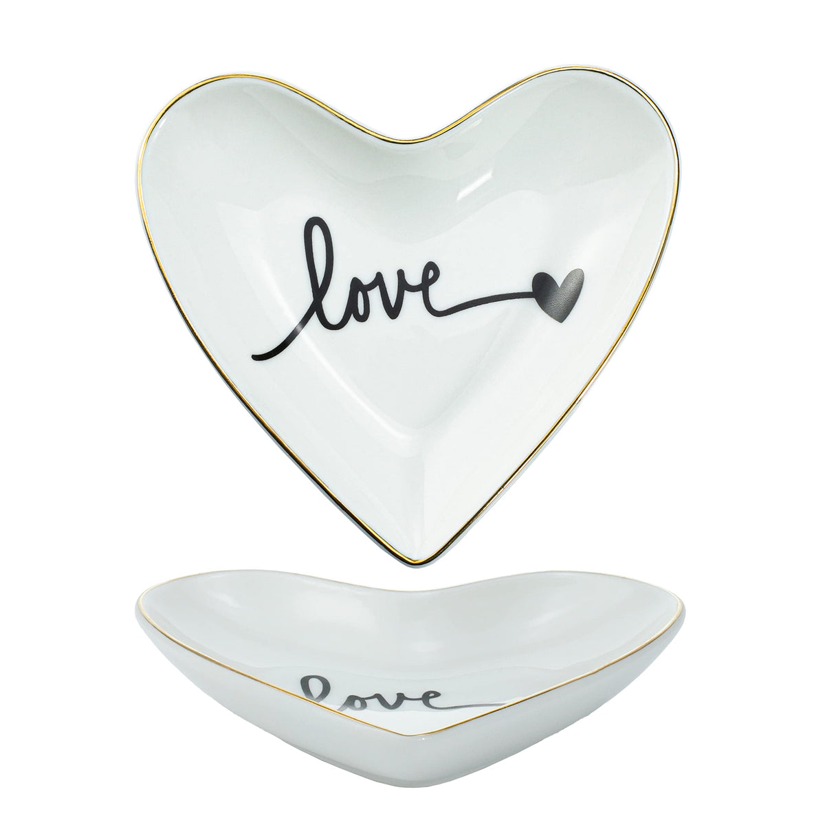 CHOOLD Original Ceramic Heart Shape Ring Dish Holder Jewelry Tray Dish Trinket Holder Jewelry Holder Home Decor Dish Wedding Birthday Xmas Gift