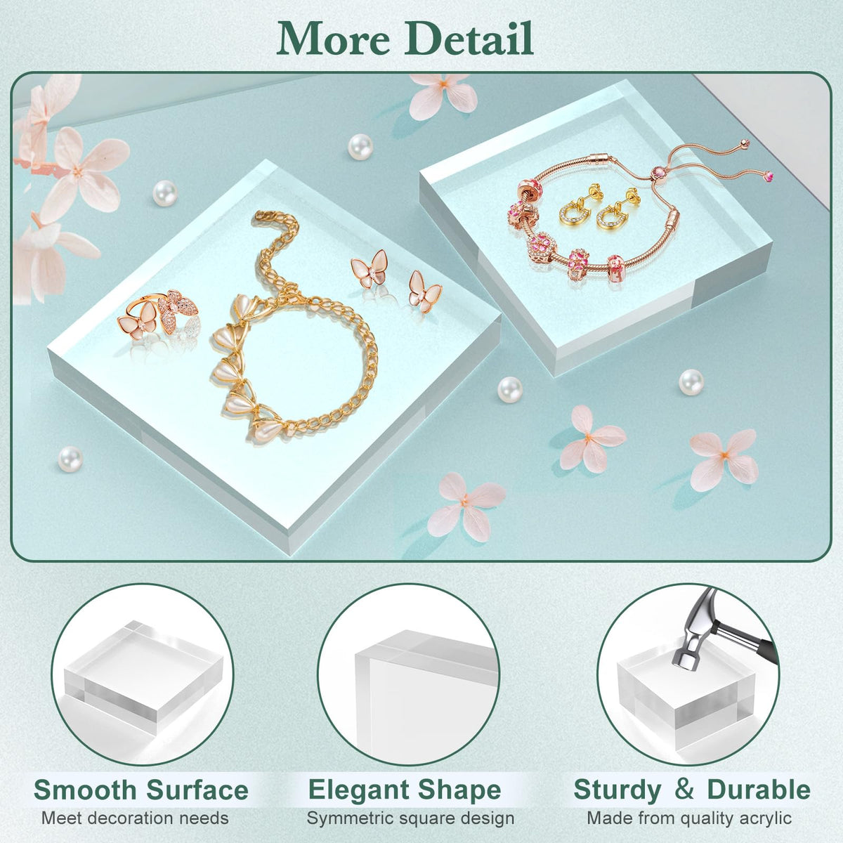 SAMYUCHO Acrylic Base Stand 4 Pack 6 X 6 X 1 Inch Acrylic Blocks for Display Trophy Base Clear Square Cube Riser Display Cylinder Pedestal Stands for Collectibles Jewelry Props Food Display