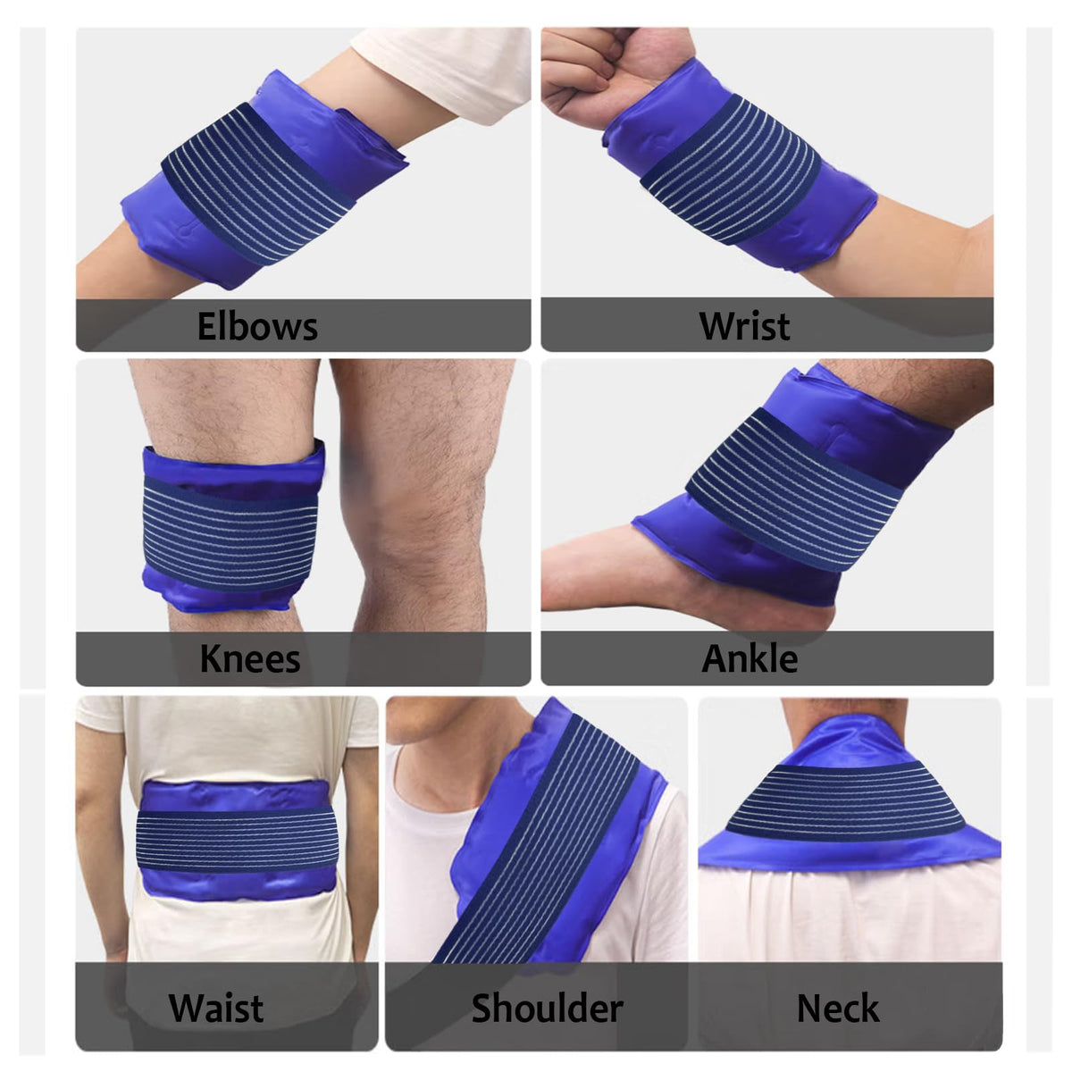 Cold Pack Strap, Elastic Belt to Wrap Cold Pack, Ice Pack Extender Strap, Add Length to Most Ice Pack, Multifunctional (Blue)