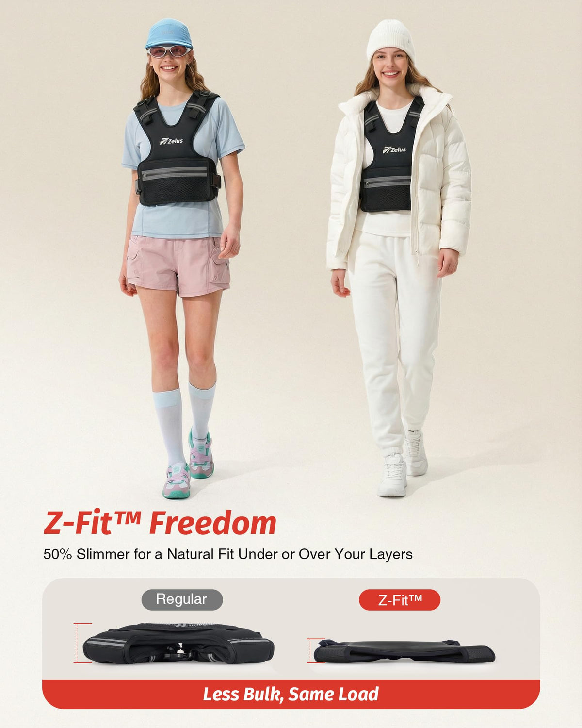 ZELUS Weighted Vest Women, 8-14lb/9-15lb/11-20lb/20-32lb Z-Fit Adjustable Weighted Vest for Women Men with 6 Removable Weights, Shoulder & Waist Adjustable Weight Vest for Training Walking Yoga