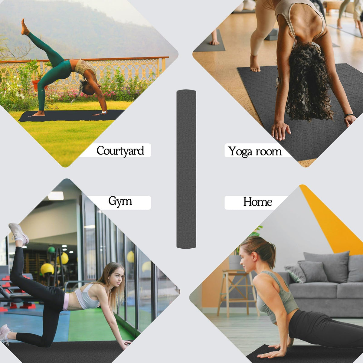 VTORY Extra Large Yoga Mat 6'x 4'x 12mm (1/2in) Thick Exercise Mat for Men and Women, Non-Slip, Durable Workout Mat for Home Workout, Yoga, Pilates, Stretching (Black)