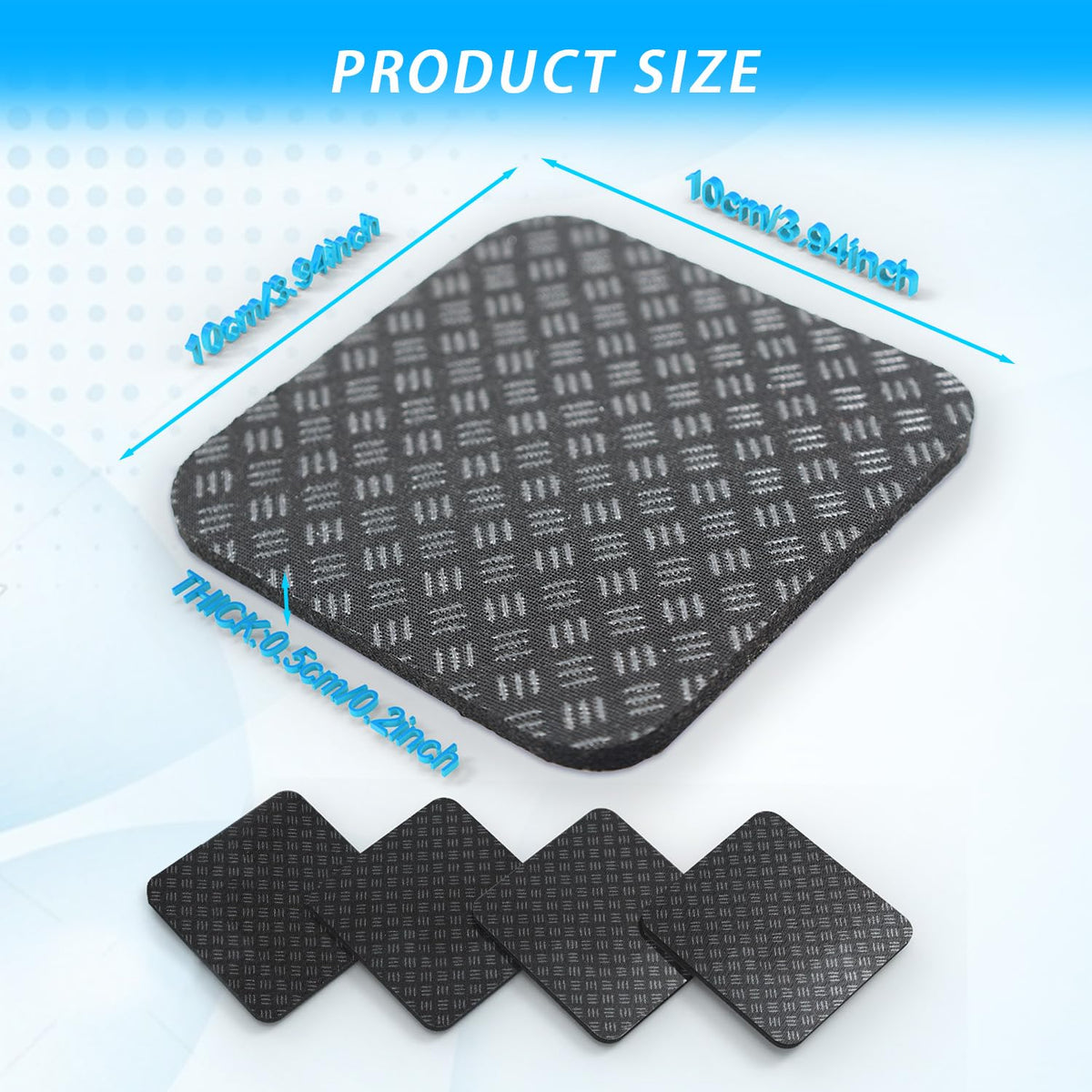 Anti-Slip Equipment Mats for Under Desk Pedal Exerciser 4 Pack 4" x 4" x 0.2" Double-Sided Silicone Pads Durable Floor Protectors for Elliptical Machines Leg Exercisers Treadmills