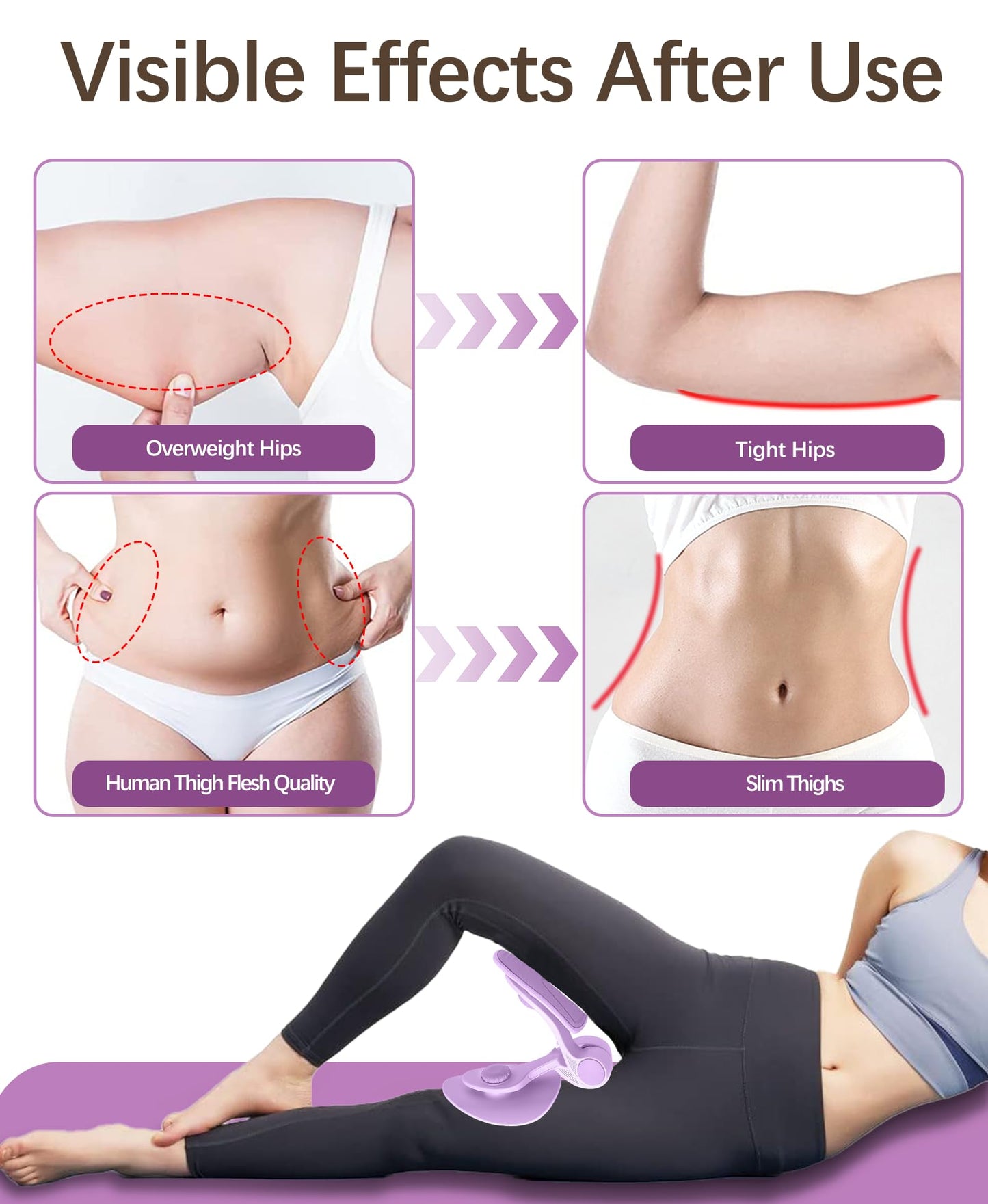 Tinrief 35 LB Thigh Exerciser Kegel Exerciser, Pelvic Floor Trainer, Kegel Trainer for Postpartum Rehabilitation, Trimmer Inner Thigh, Thigh Toner Workout (35LB Purple)