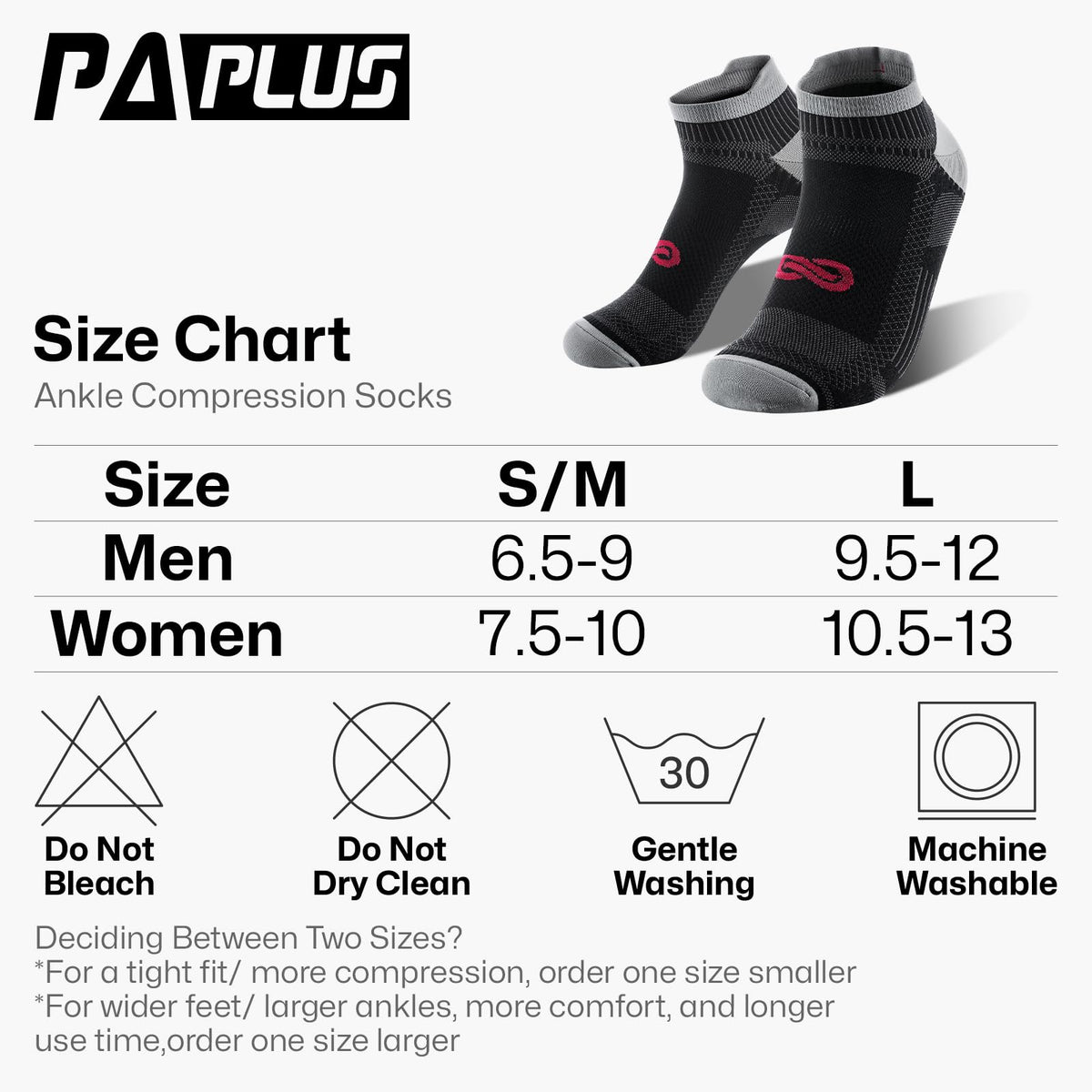 PAPLUS Compression Socks for Men & Women, Low Cut Ankle Running Socks with Arch Support, Plantar Fasciitis Relief for Walking, Cycling, Golf, Travel, Nurses