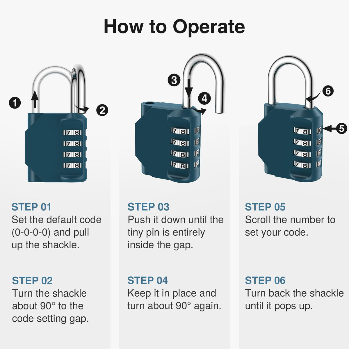 Puroma Combination Lock 4 Digit Waterproof Locker Locks Secure Outdoor Padlock for Gym Lockers, Toolboxes, Gates, Fences, Storage, Sports Locker, Cabinets (Basic Blue Peacock)