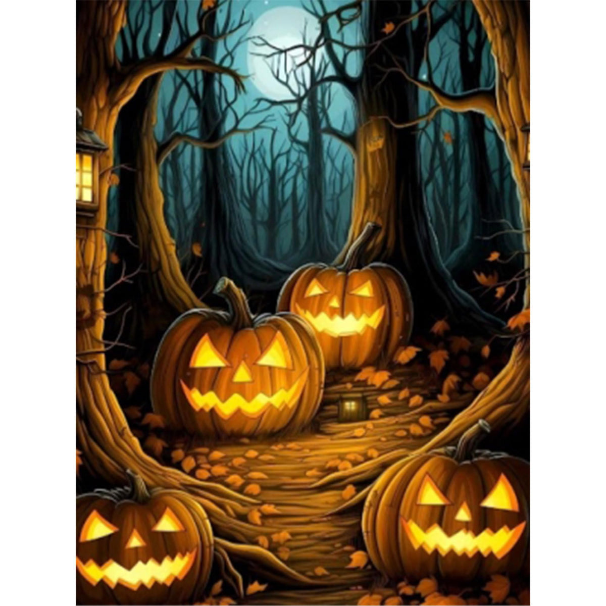 Huacan Diamond Painting Kits DIY Halloween Pumpkin Diamond Art Kits for Adults AB Full Square Drill Resin Beads Gem Art Kits for Home Wall Decor 11.81 * 15.74inch