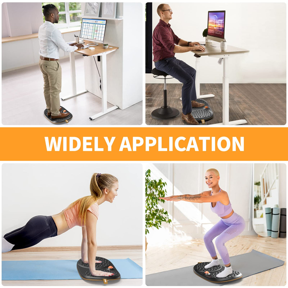 Trobing Standing Desk Mat Balance Board with Rollerball, Wooden Wobble Anti Fatigue Mat Balance Board for Standing Desk, Home Office Non-Slip Comfort Floor Mat to Relieve Foot, Knee, and Back Pain