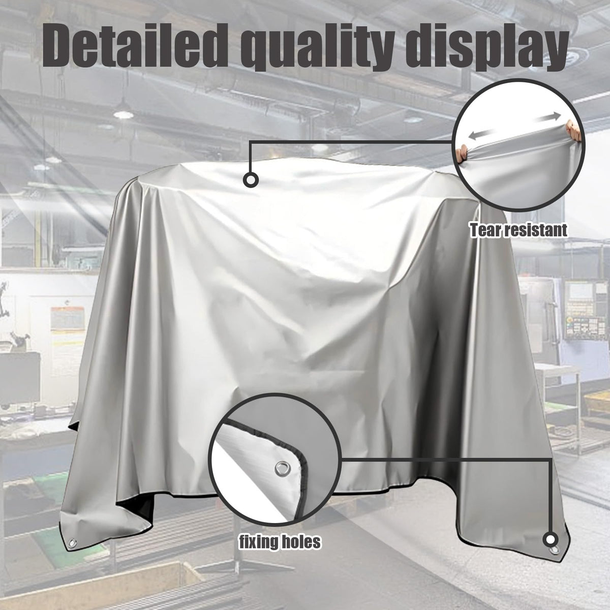 TOTOCOVE Jumbo Machine Cover - Breathable, Rust Preventing, Water & Dust Proof, Tear Resistant Silver (Silver+Black, 57.87*38.58)