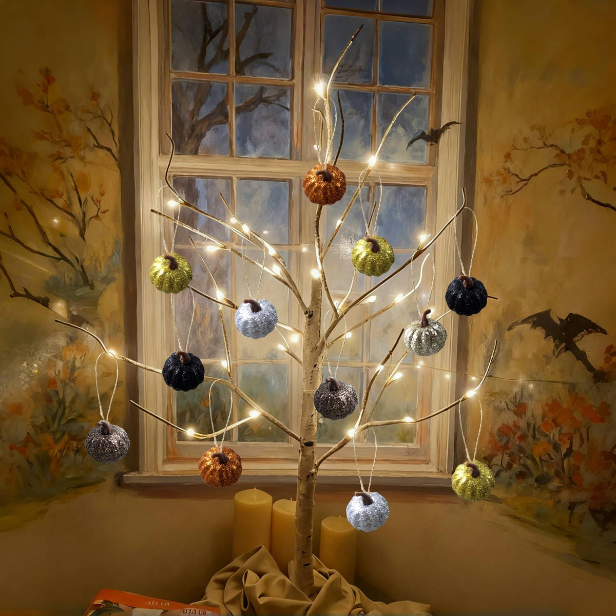 Fall Pumpkin Ornaments, 30Pcs Hanging Pumpkins Thanksgiving Tree Decorations, 1.4" Mini Pumpkins Farmhouse Fall Ornaments for Small Tree for Autumn Thanksgiving Halloween Christmas Harvest (30Pcs)