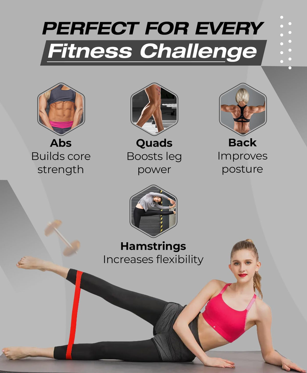 Bingwaah Mini Loop Resistance Bands for Exercise - Set of 5 Elastic Bands for Strength Training & Rehab. Portable & Durable Resistance Bands for Home, Gym & Outdoors with Instruction Guide