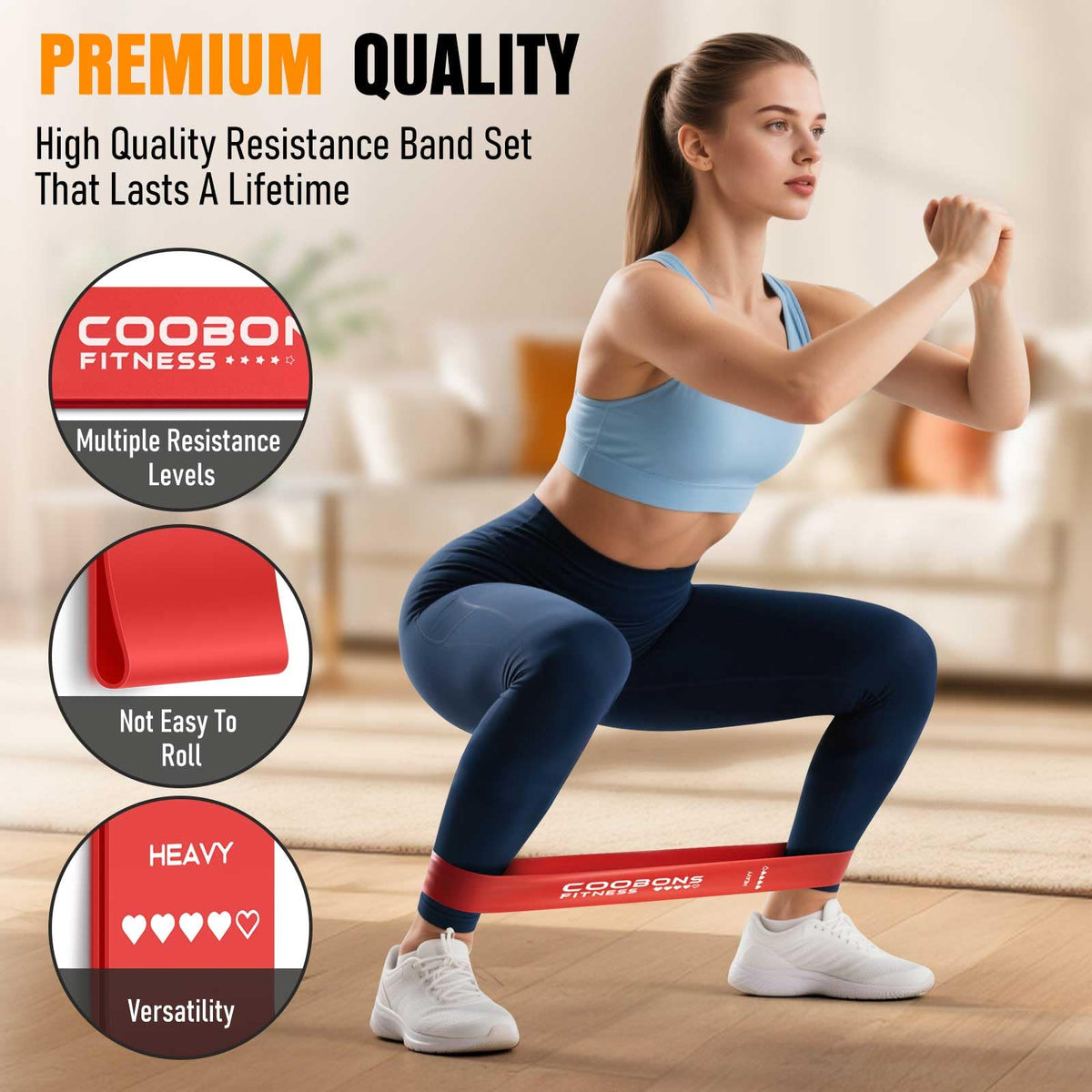 Resistance Bands for Working Out, Exercise Bands Resistance Bands Set with 5 Resistance Levels, Latex Loop Bands for Women Men, Workout Bands for Legs, Glutes, Strength Training, Yoga, Home Gym