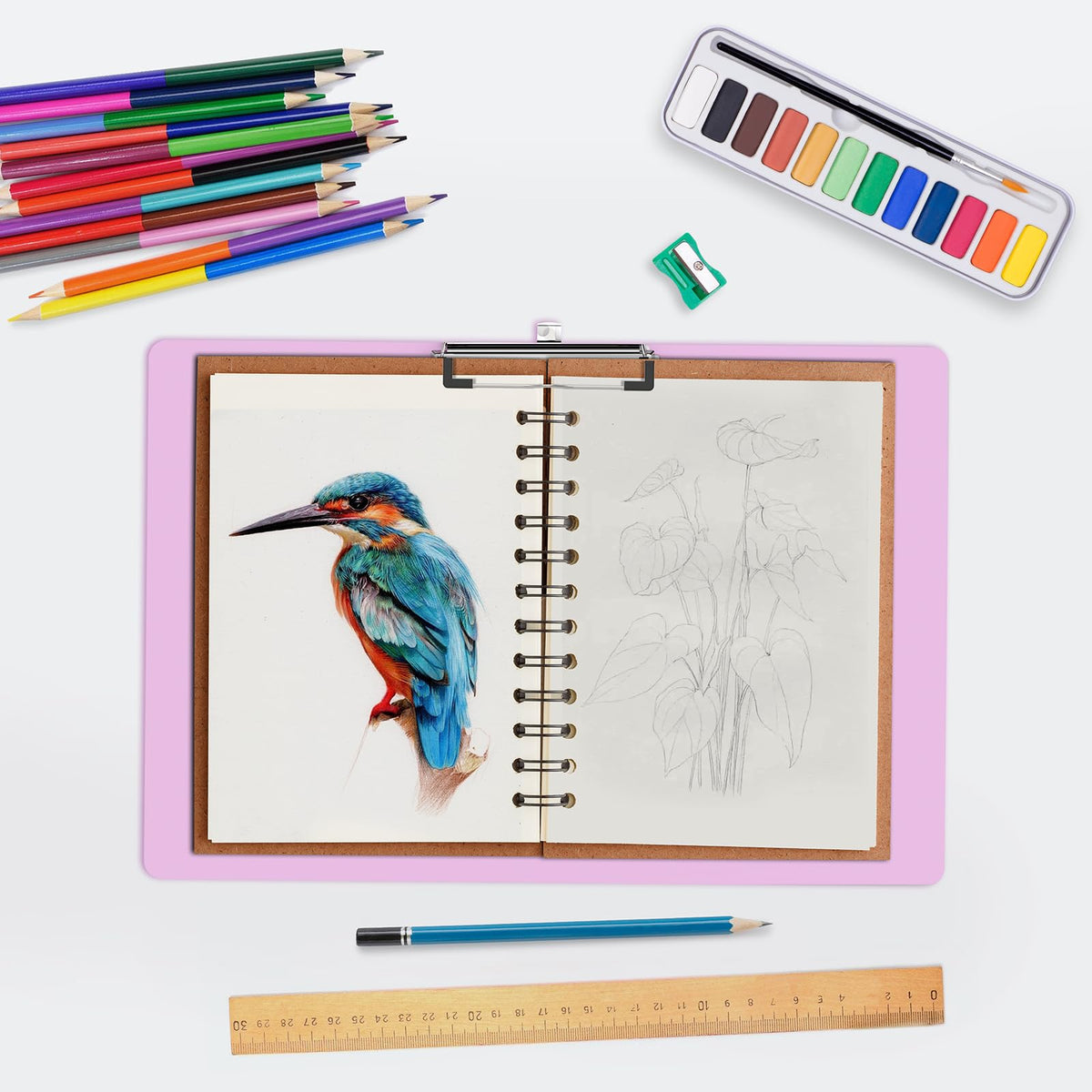 Macroclo Extra Large 11x17 Clipboards, Plastic Pink Drawing Boards, Horizontal Clip Board, Landscape Layout. Suitable for Watercolor, Sketching, Painting. Art & Drafting Supply