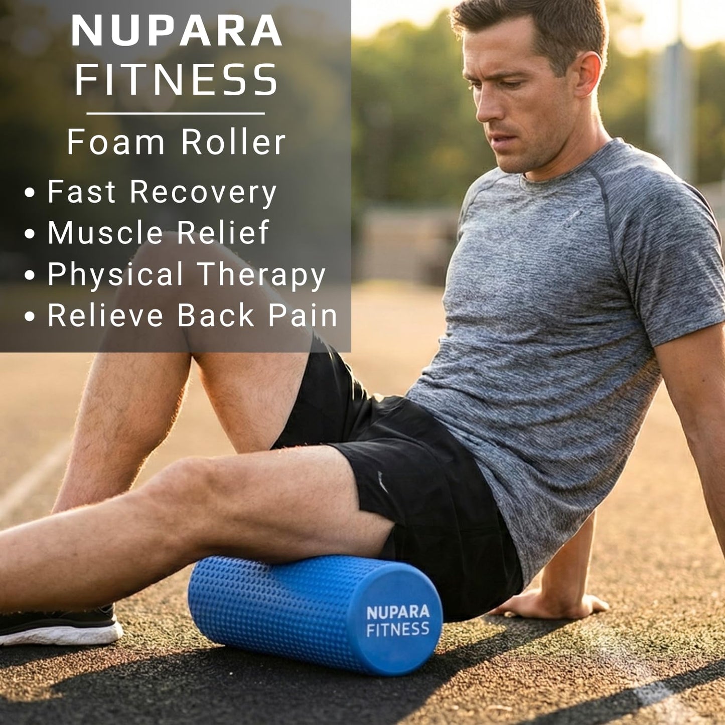 NUPARA FITNESS Foam Roller for Back, Legs, Hips, and Deep Tissue Muscles | Foam Roller for Physical Therapy, Exercise, Running, Cycling, Sports, Recovery, and Yoga. (Dark Blue, 18 inch - Large)