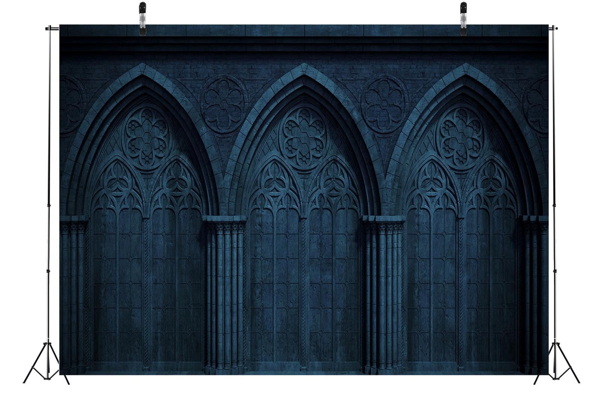 BELECO 10x6.5ft Fabric Dark Medieval Gothic Wall Backdrop Abandoned Night Castle Crypt Gothic Arch Stone Wall Background Medieval Themed Party Decorations Ghost Vampire Halloween Shoot Photo Props